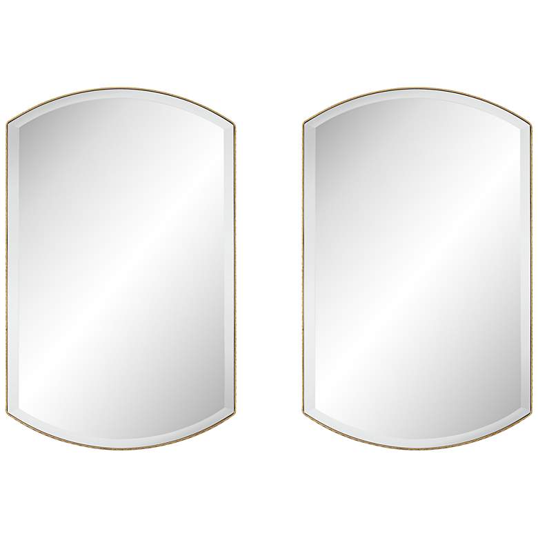 Image 1 Hampton Distressed Gold 24" x 38" Wall Mirrors Set of 2