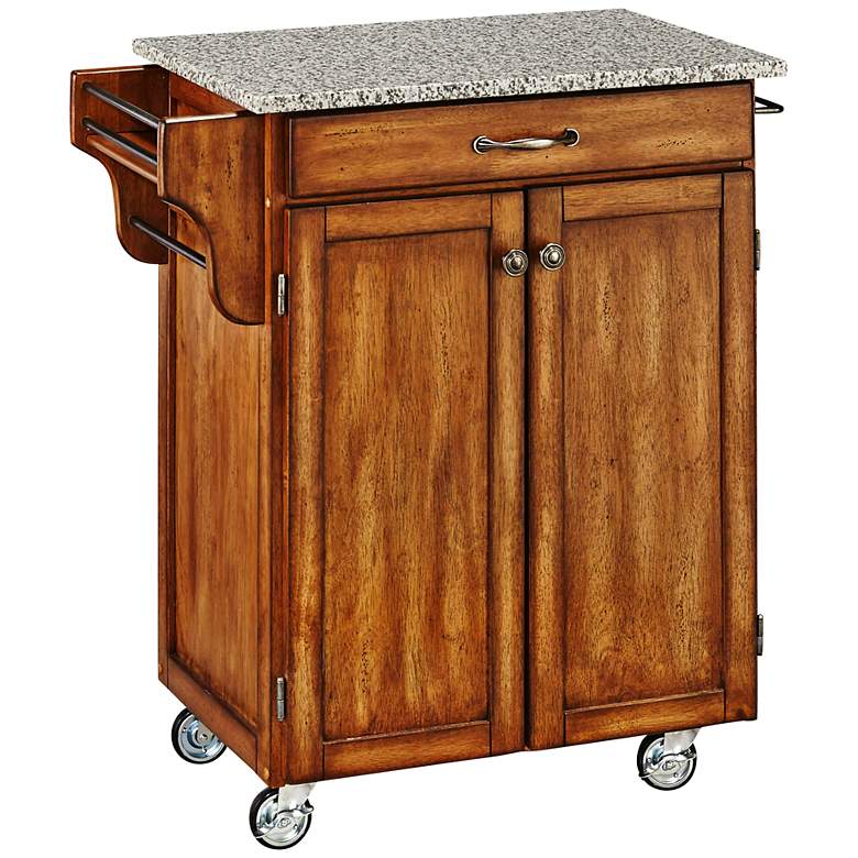 Image 1 Hampton Granite Top Warm Oak Cuisine Cart