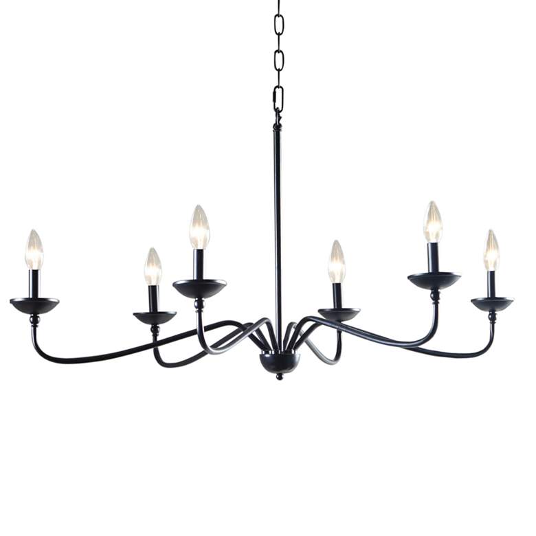 Image 2 Hampton Hill Brighton 40 1/2 inch Wide Matte Black 6-Light Chandelier