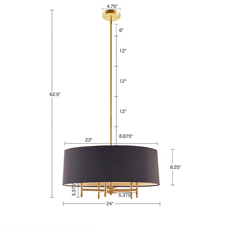 Image 6 Hampton Hill Presidio 24 inch Wide Gold and Black 5-Light Chandelier more views