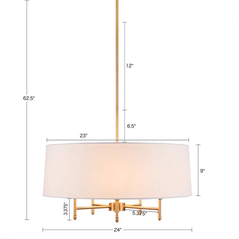 Image 5 Hampton Hill Presidio 24 inch Wide Gold and White 5-Light Chandelier more views