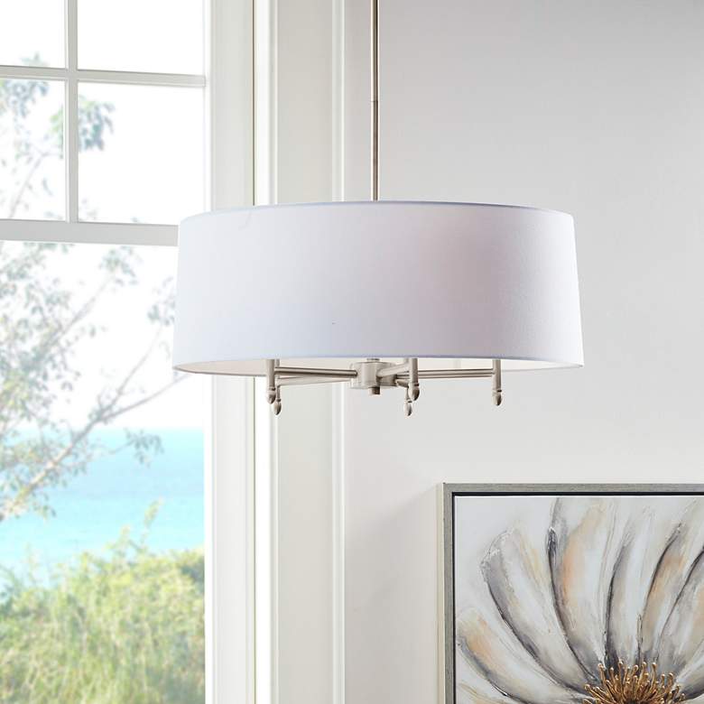 Image 1 Hampton Hill Presidio 24" Wide Silver and White 5-Light Chandelier