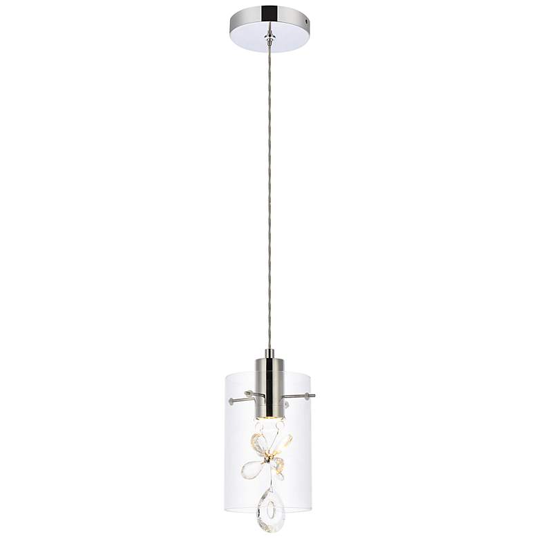 Image 2 Hana 6 1/2" Wide Chrome LED Cylinder Mini Pendant
