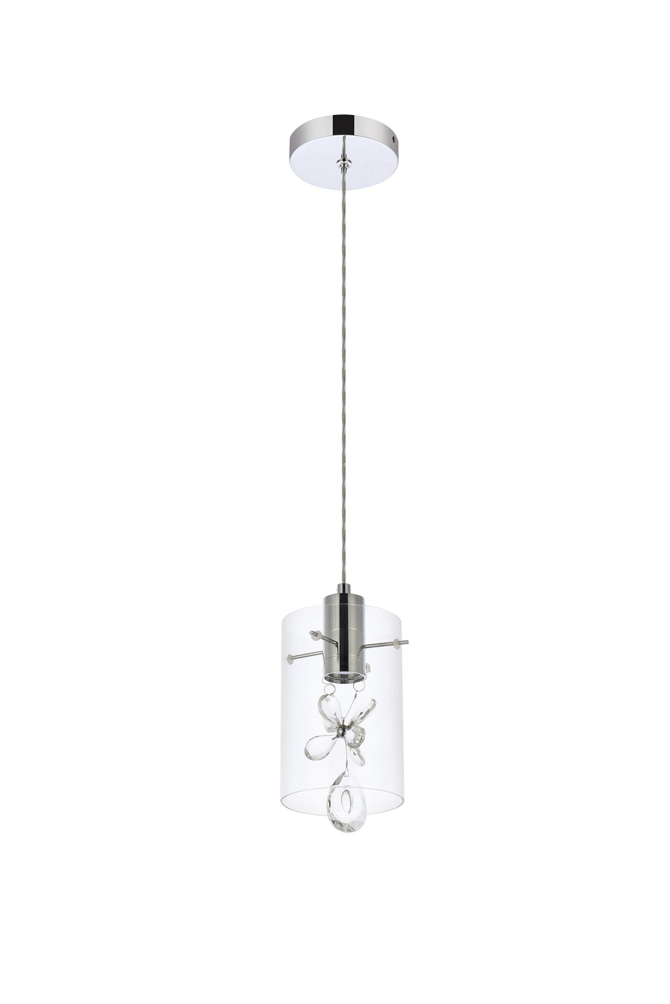Hana 6 1/2" Wide Chrome LED Cylinder Mini Pendant
