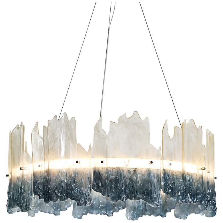 Image 2 Hanabalter 27 1/2" Wide Chrome LED Chandelier w/ Blue Shade