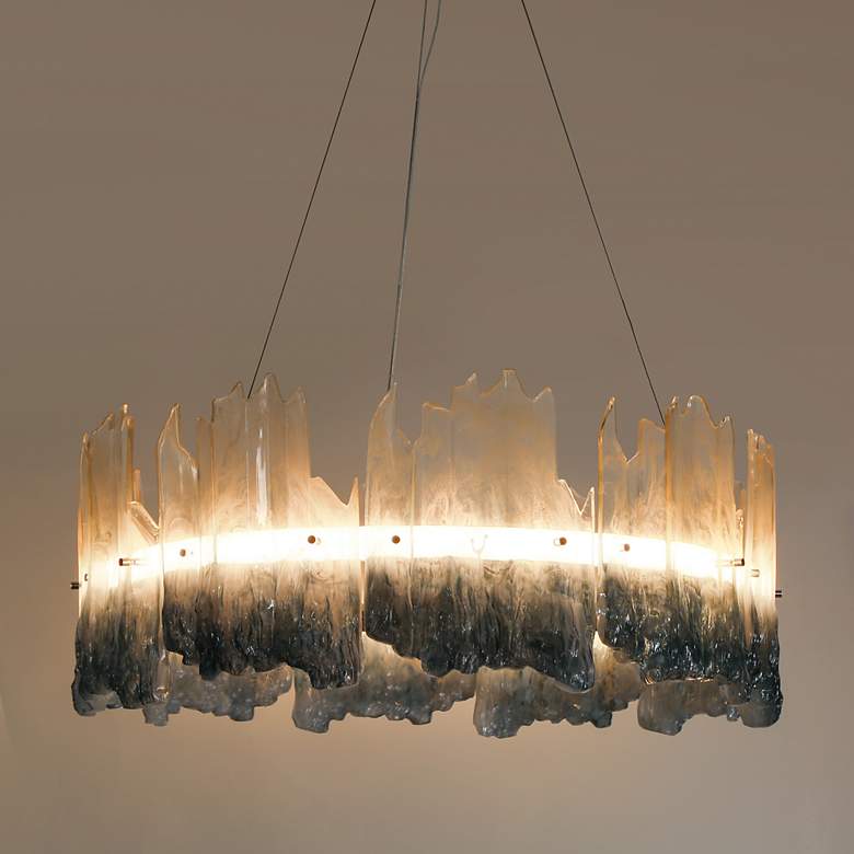 Image 1 Hanabalter 27 1/2" Wide Chrome LED Chandelier w/ Blue Shade