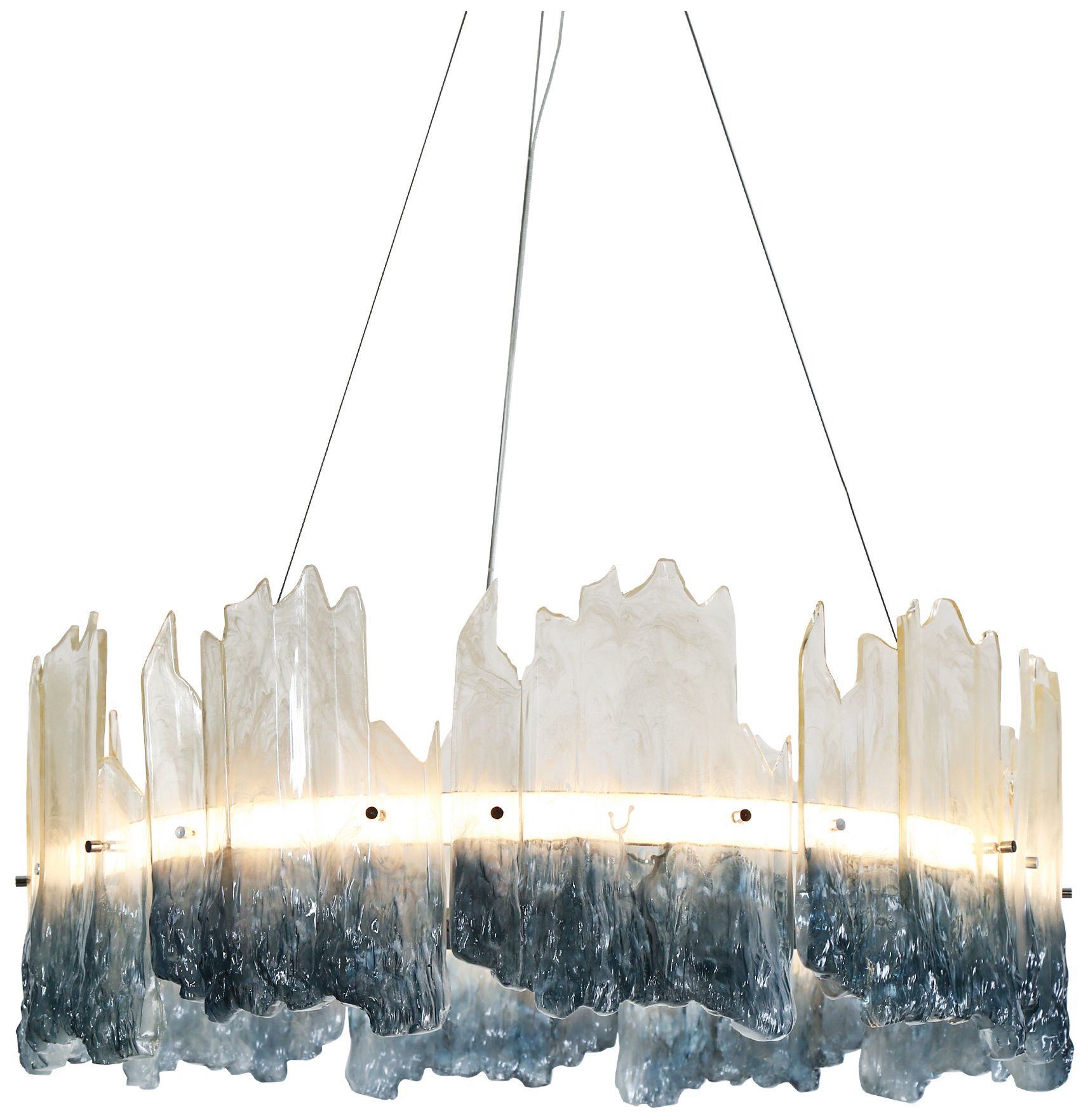 Image 2 Hanabalter 27 1/2" Wide Chrome LED Chandelier w/ Blue Shade - Made to Order