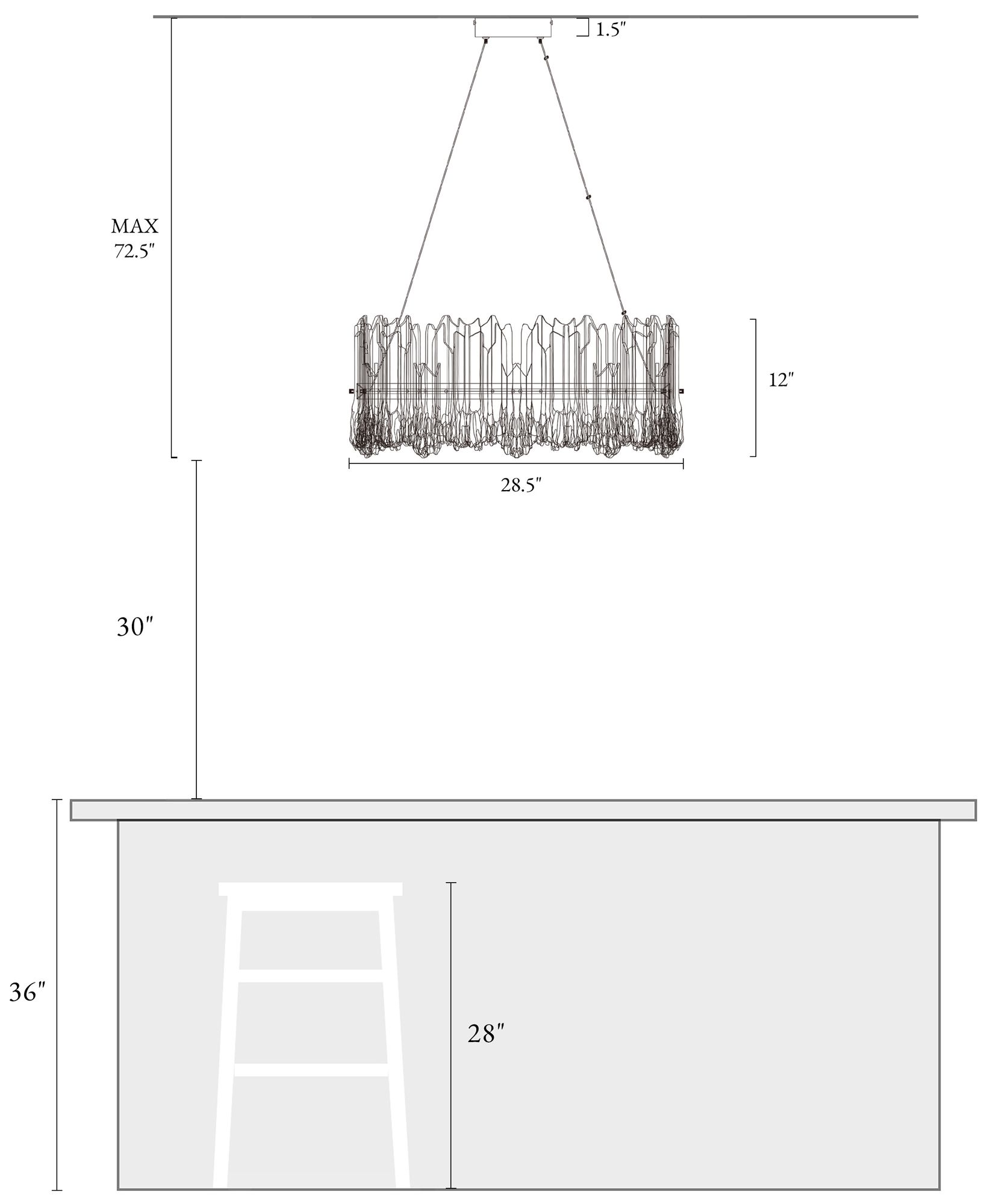Hanabalter 27 1/2" Wide Chrome LED Chandelier w/ Blue Shade - Made to Order