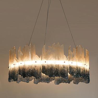 Hanabalter 27 1/2" Wide Chrome LED Chandelier w/ Blue Shade