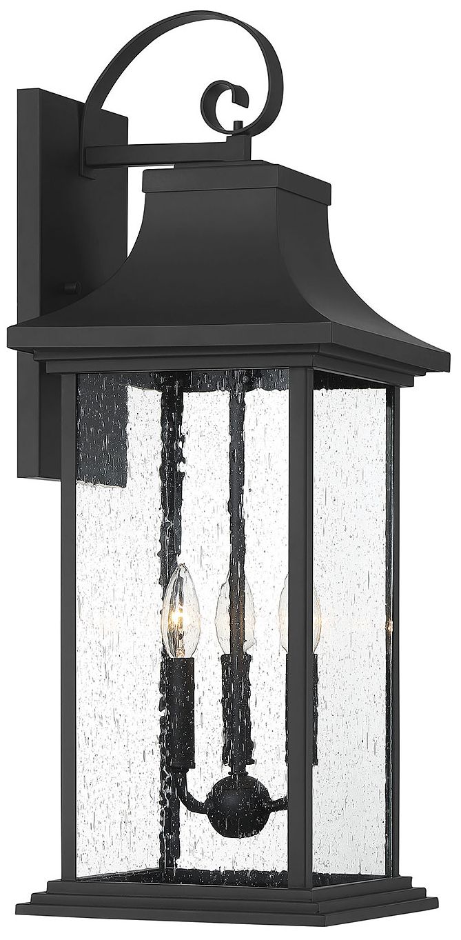 Image 4 Hancock 3-Light Outdoor Wall Lantern in Matte Black more views