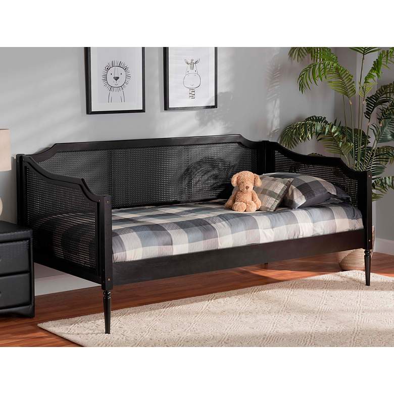 Image 1 Hancock Charcoal Wood Synthetic Rattan Twin Size Daybed