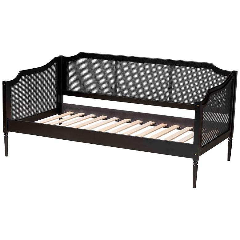 Image 7 Hancock Charcoal Wood Synthetic Rattan Twin Size Daybed more views