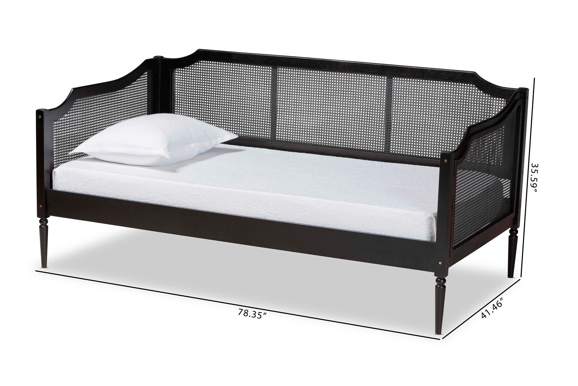 Hancock Charcoal Wood Synthetic Rattan Twin Size Daybed