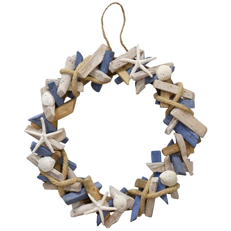Image 1 Hand Assembled Wooden Wreath Hanging 14in