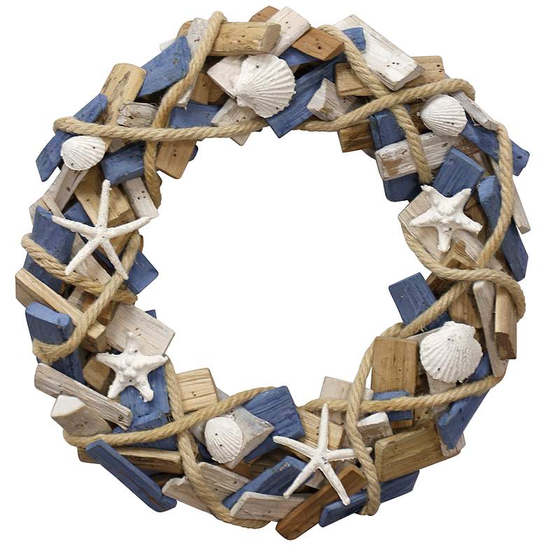 Image 1 Hand Assembled Wooden Wreath Hanging 15in