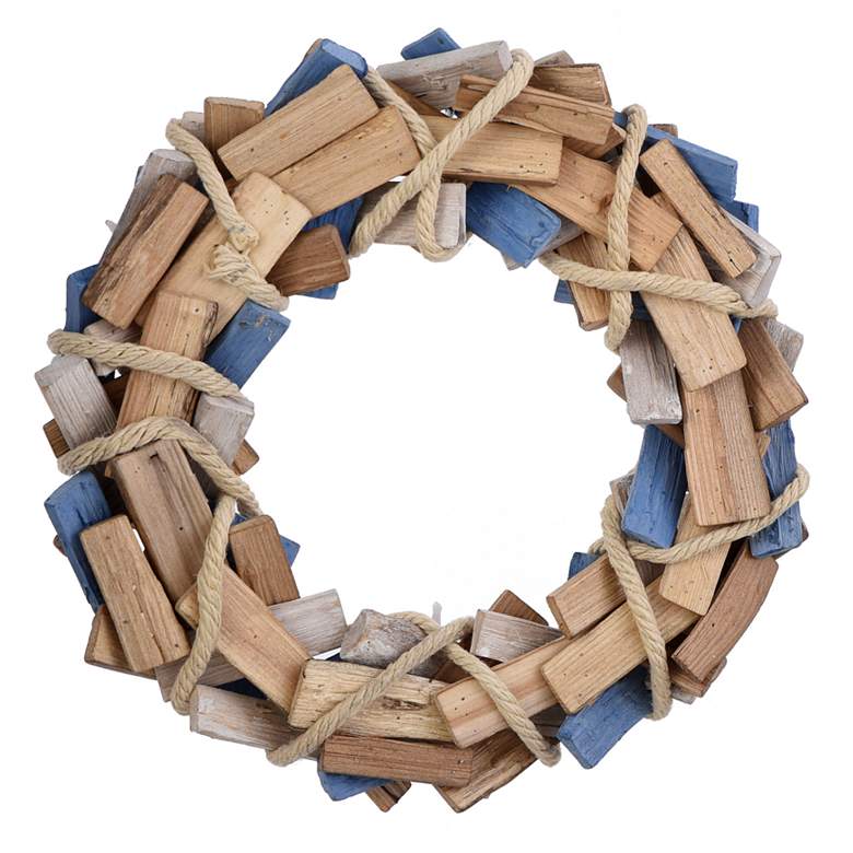 Image 7 Hand Assembled Wooden Wreath Hanging 15in more views