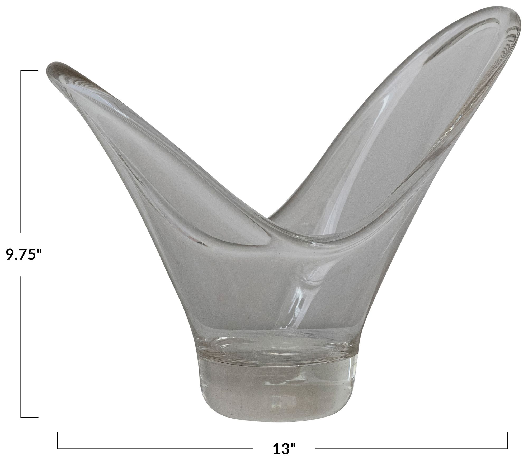 Image 2 Hand-Blown Glass Organic Shaped Bowl, Clear more views