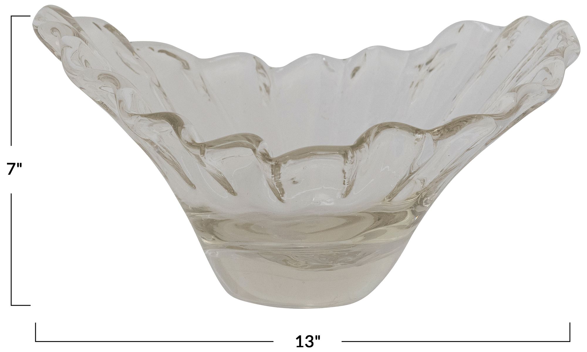 Image 3 Hand-Blown Glass Pleated Organic Shaped Bowl, Clear more views