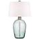 Hand-Blown Teal Bubble Glass Table Lamp