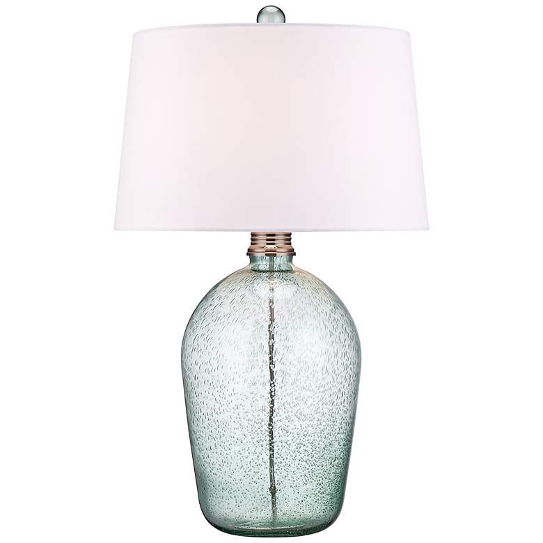 Image 1 Hand-Blown Teal Bubble Glass Table Lamp