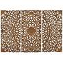 Hand-Carved Brown Wood 48" High 3-Piece Wall Plaque Set