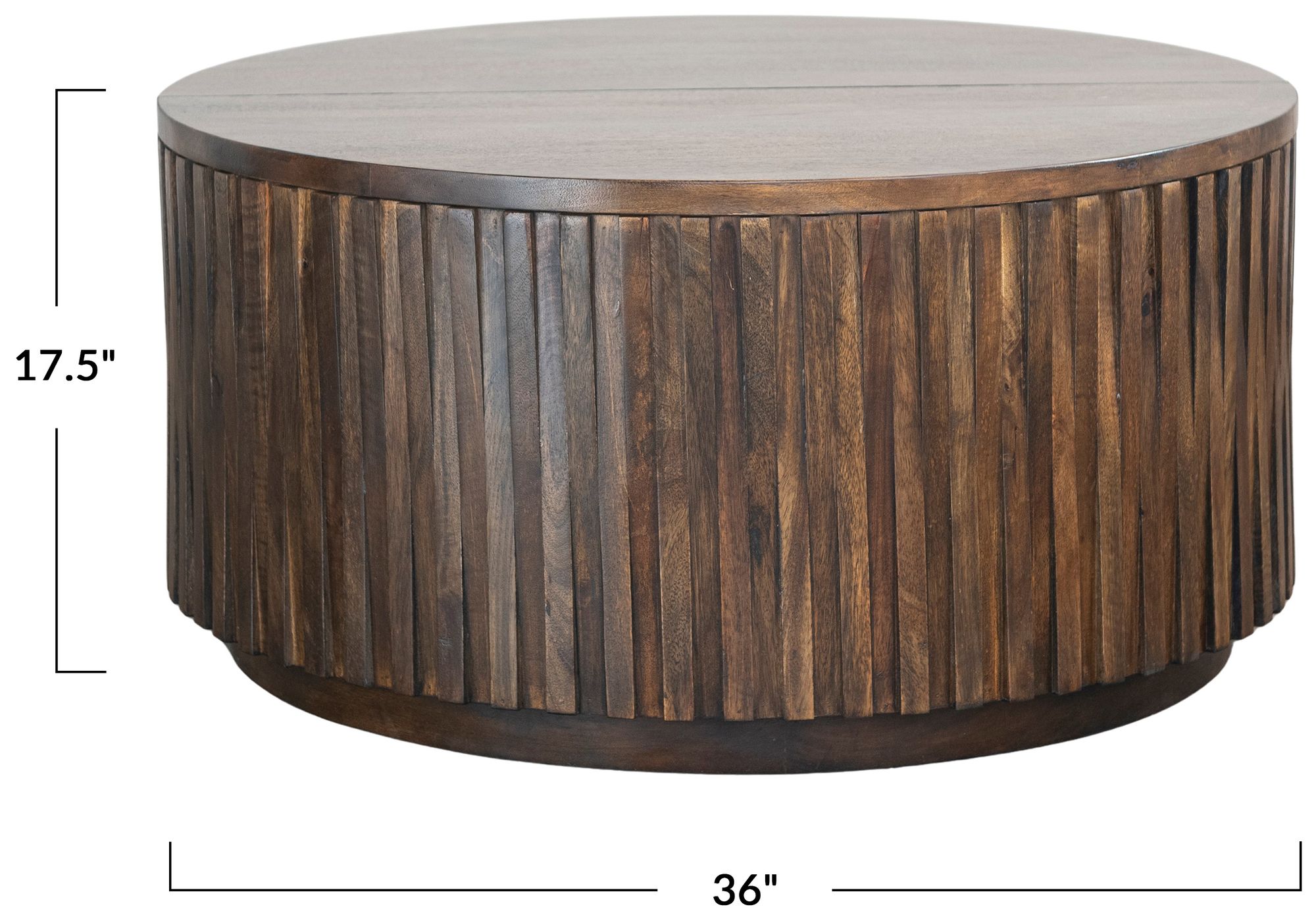 Image 3 Hand-Carved Mango Wood Coffee Table with Walnut Finish and Storage more views