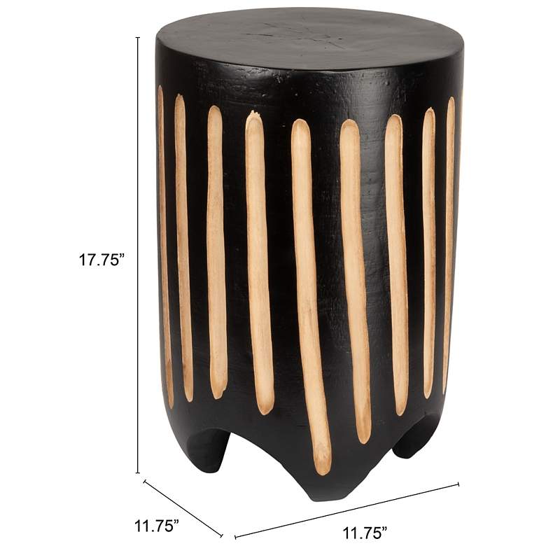 Image 3 Hand-Carved Paulownia Wood Stripped Accent Table more views