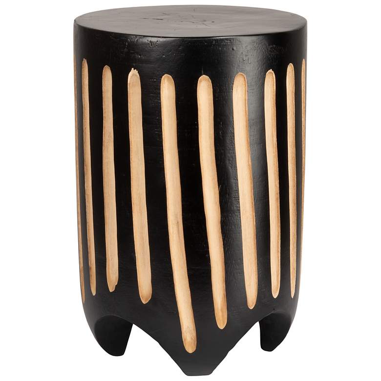 Image 5 Hand-Carved Paulownia Wood Stripped Accent Table more views