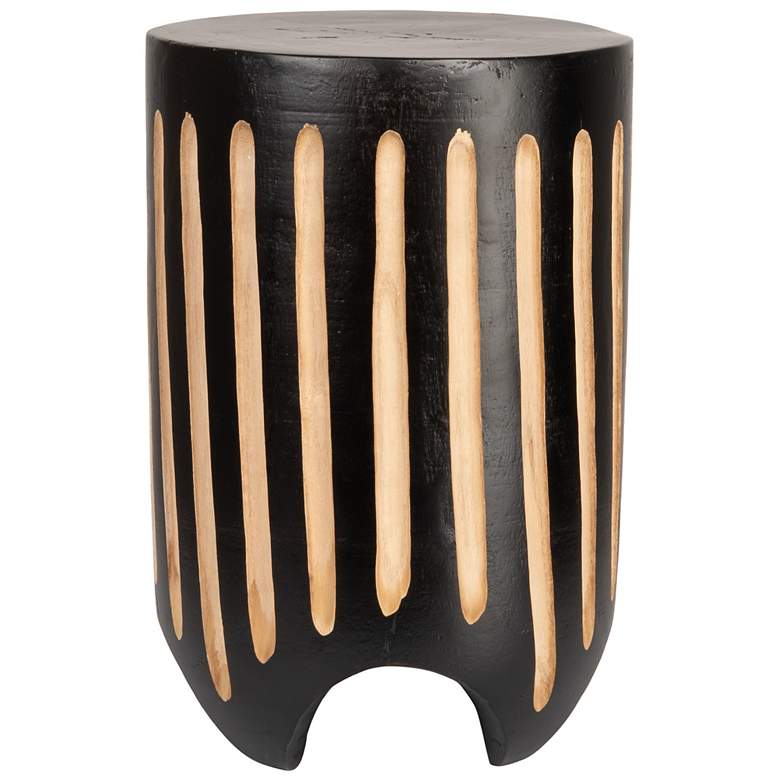 Image 7 Hand-Carved Paulownia Wood Stripped Accent Table more views