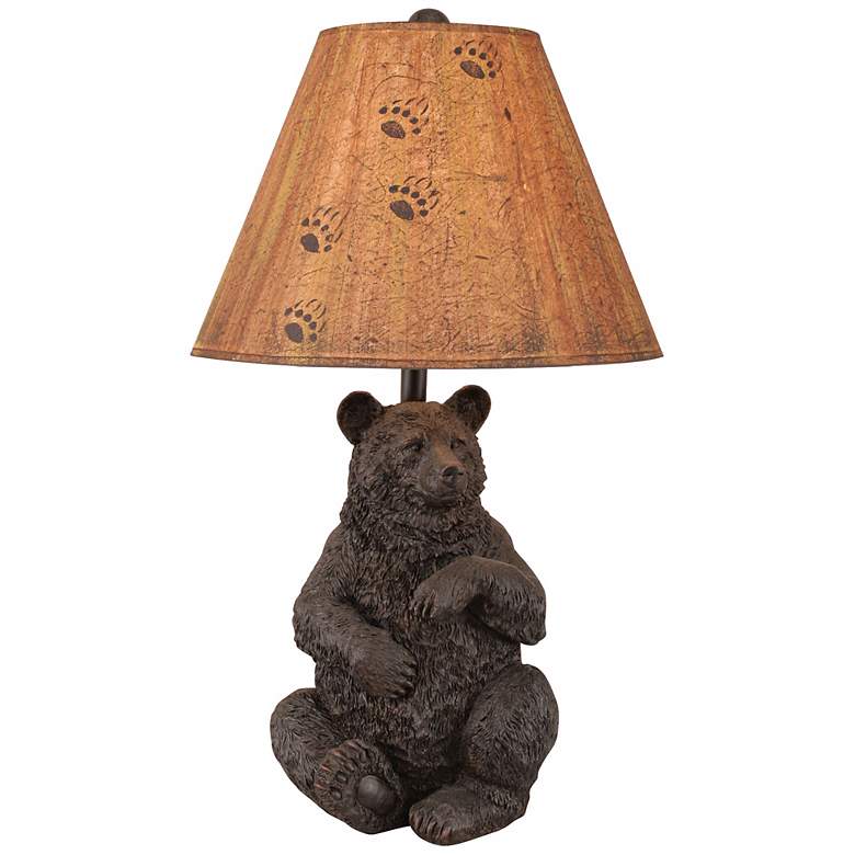 Image 1 Hand-Crafted Sitting Bear Table Lamp with Parchment Shade