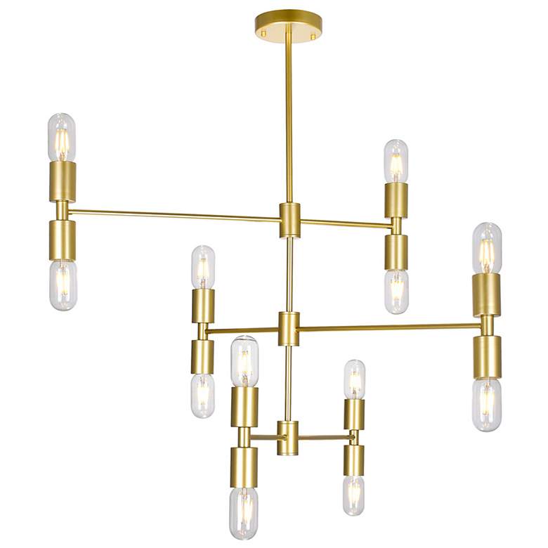 Image 2 Hand Crank 12 Light Chandelier With Medallion Gold Finish