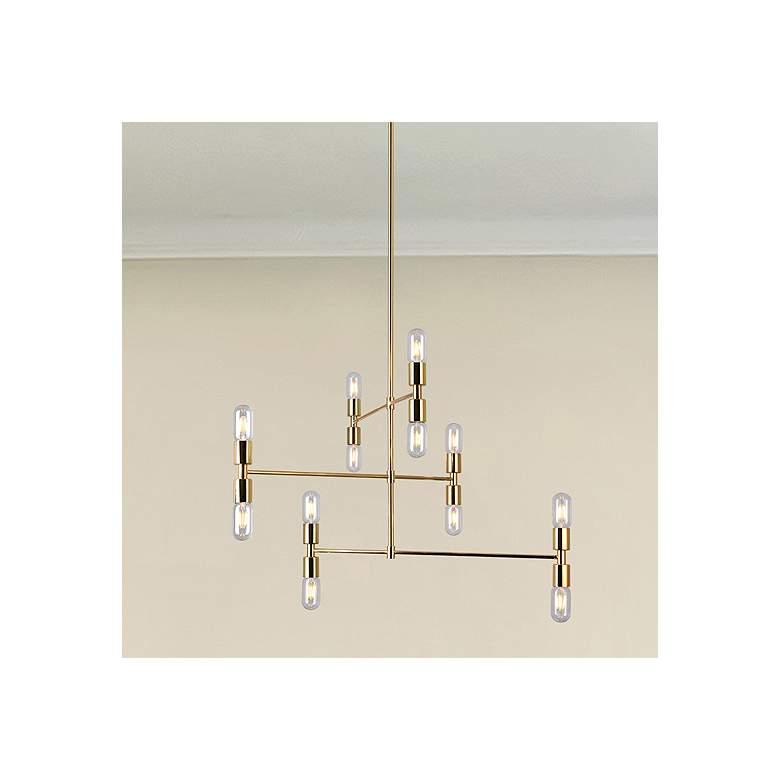 Image 1 Hand Crank 12 Light Chandelier With Medallion Gold Finish