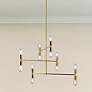 1_Hand Crank 12 Light Chandelier With Medallion Gold Finish