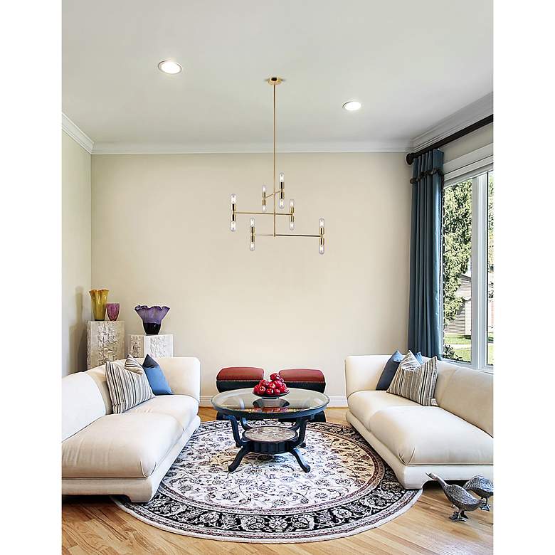 Image 3 Hand Crank 12 Light Chandelier With Medallion Gold Finish more views
