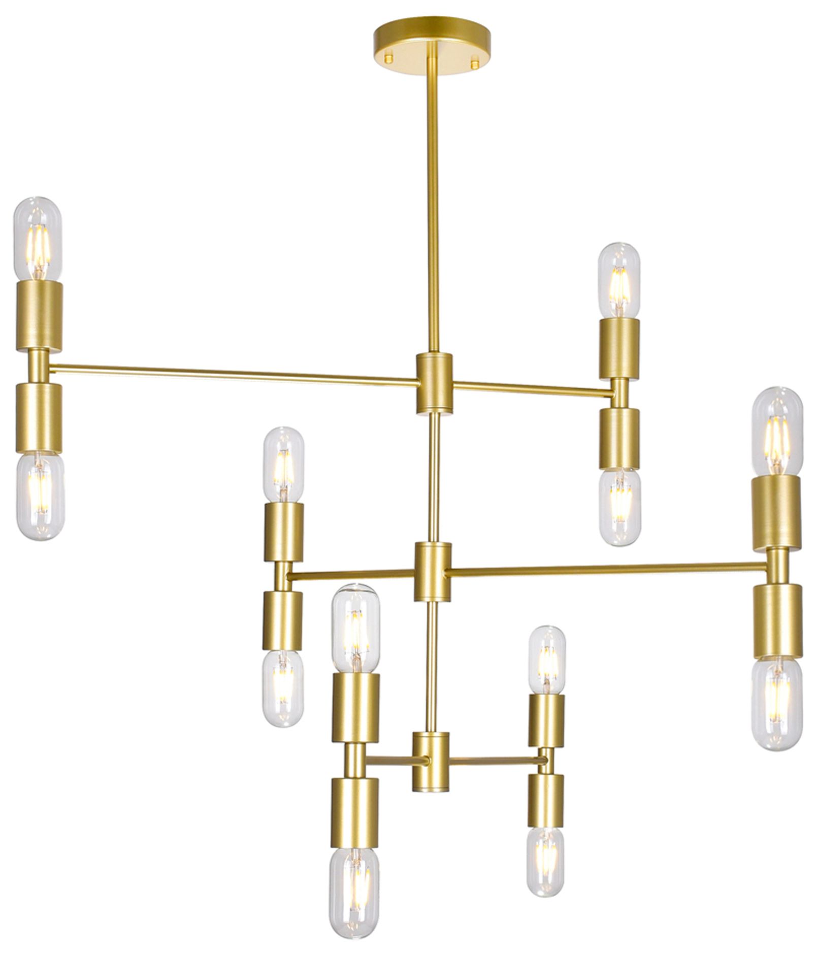Thumbnail2 of Hand Crank 12 Light Medallion Gold Chandelier