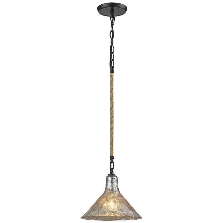 Image 1 Hand Formed Glass 10 inch Wide 1-Light Mini Pendant - Oil Rubbed Bronze