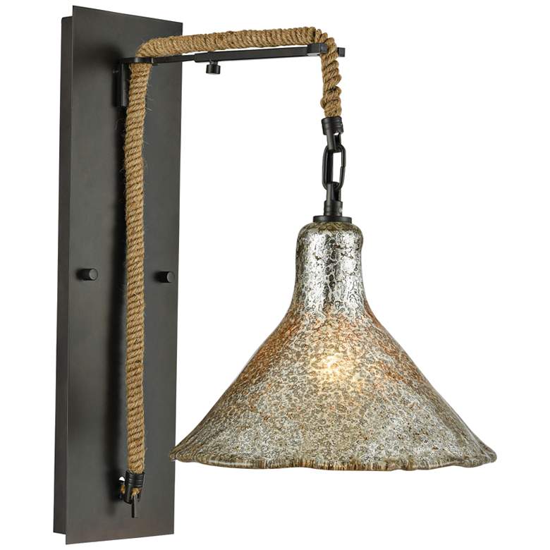 Image 1 Hand Formed Glass 18 inch High Oil Rubbed Bronze Wall Sconce