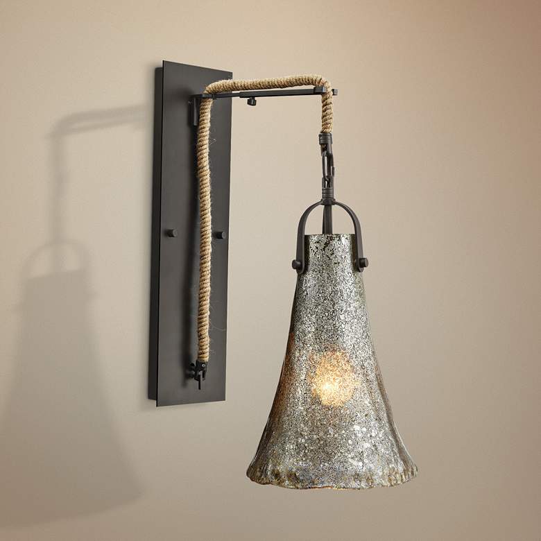 Image 1 Hand Formed Glass 20" High Oil Rubbed Bronze Wall Sconce