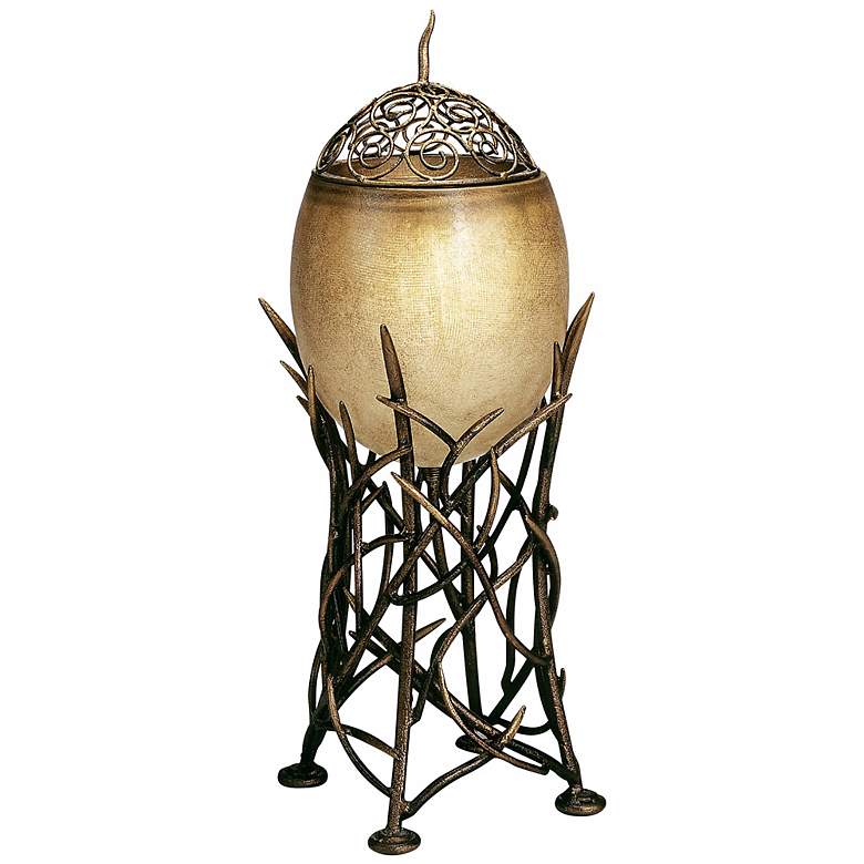 Image 1 Hand-Made Antique Gold Bird&#39;s Nest Accent Table Lamp