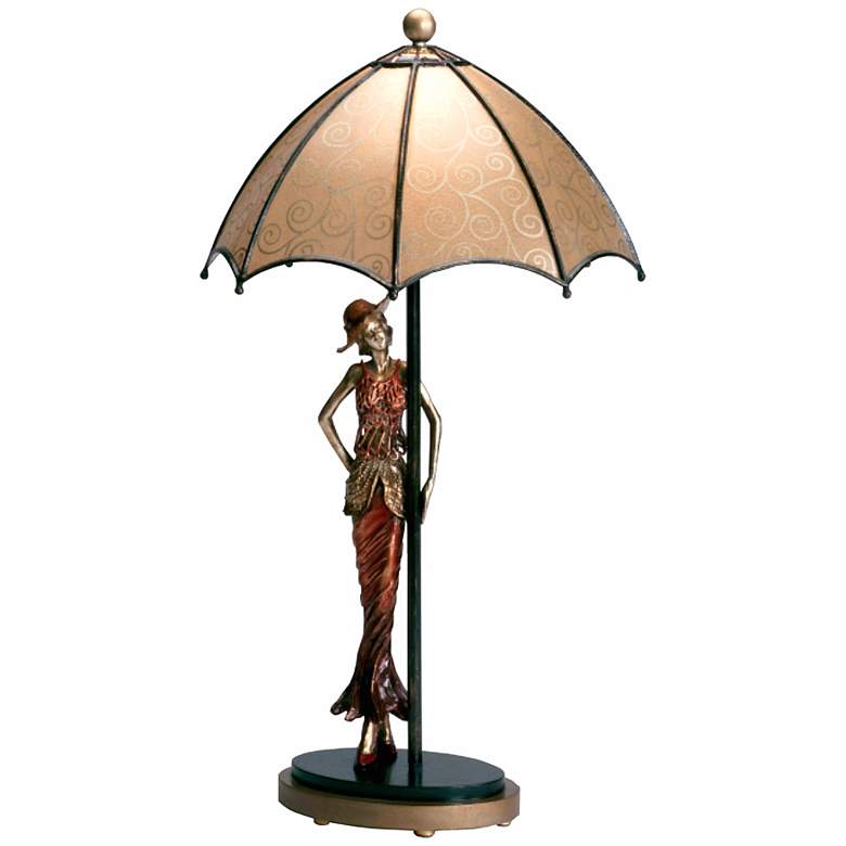 Image 1 Hand-Made Umbrella Lady Accent Table Lamp