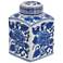 Hand Painted 9" Tall Blue & White Square Canister