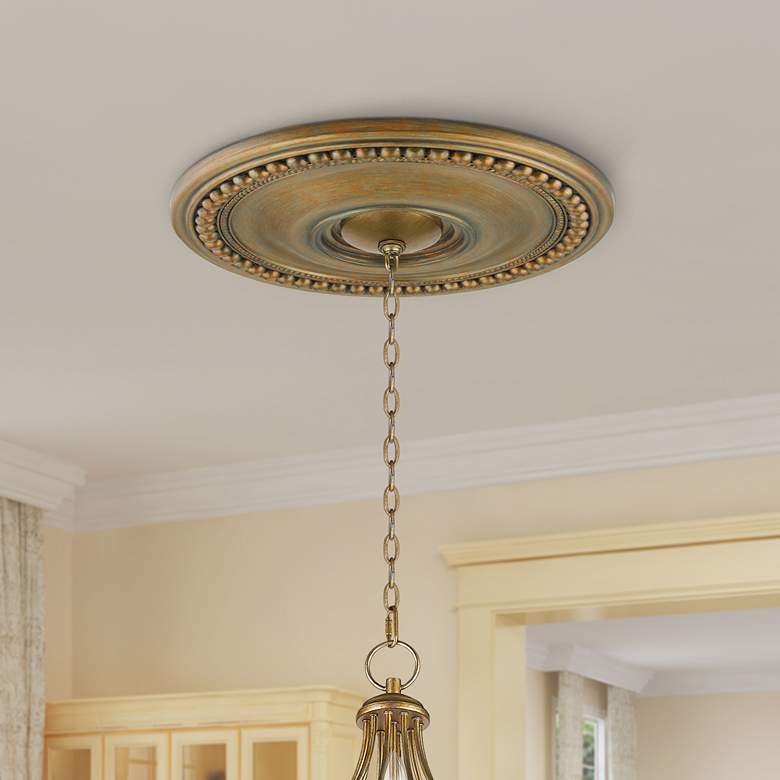 Image 1 Hand Painted Antique Gold Leaf Ceiling Medallion