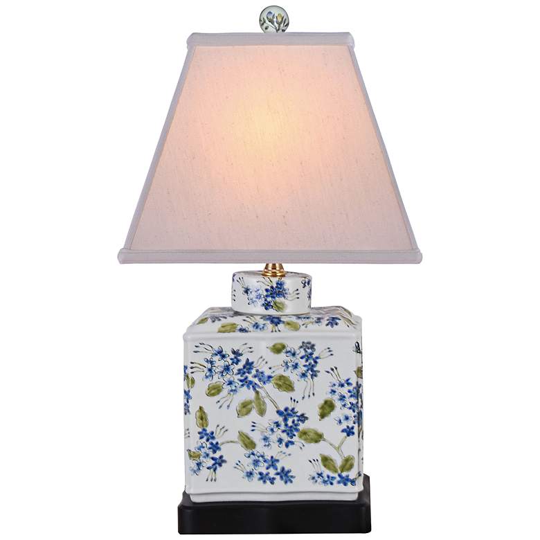 Image 2 Hand Painted Blue-Green 20"H Porcelain Jar Accent Table Lamp