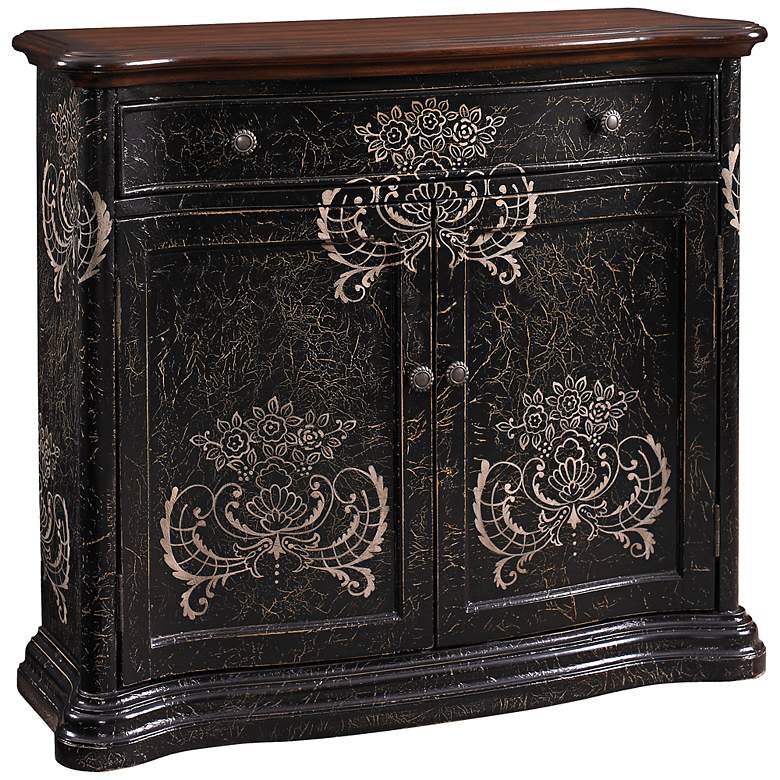 Image 1 Hand-Painted Distressed Black Cabinet