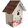 Hand-Painted Red Cedar Top Peony Cream Birdhouse