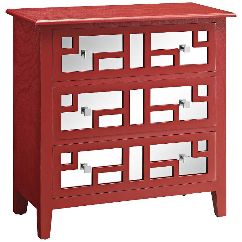 Image 1 Hand-Painted Roxy Bright Red 3-Drawer Chest