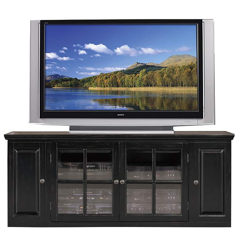 Image 1 Hand-Rubbed Black 62 inch Wide Plasma TV Stand