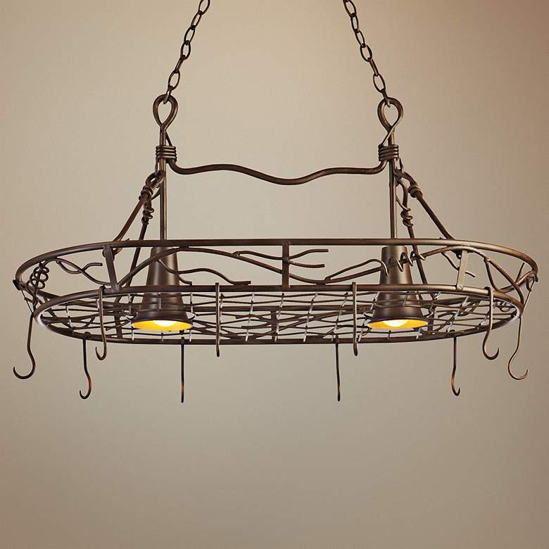 Image 1 Hand-Twisted 36 inch Wide Vine Pot Rack Chandelier