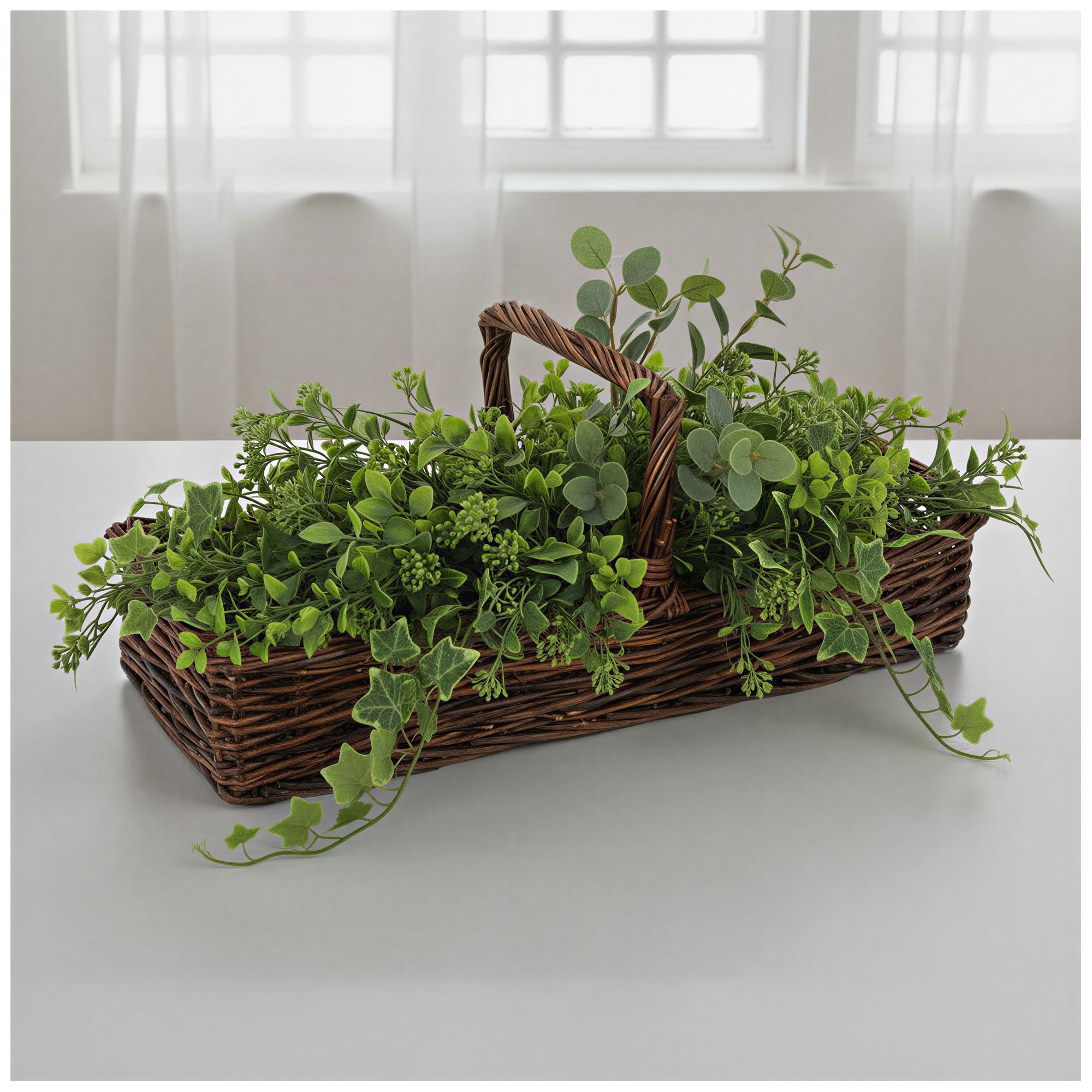 Image 5 Hand-Woven Reed Basket with Handle, Natural more views