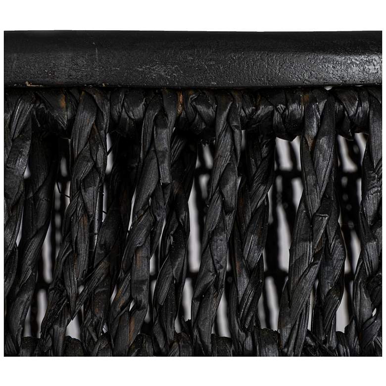 Image 6 Hand-Woven Seagrass and Pine Wood Round Side Table, Black more views